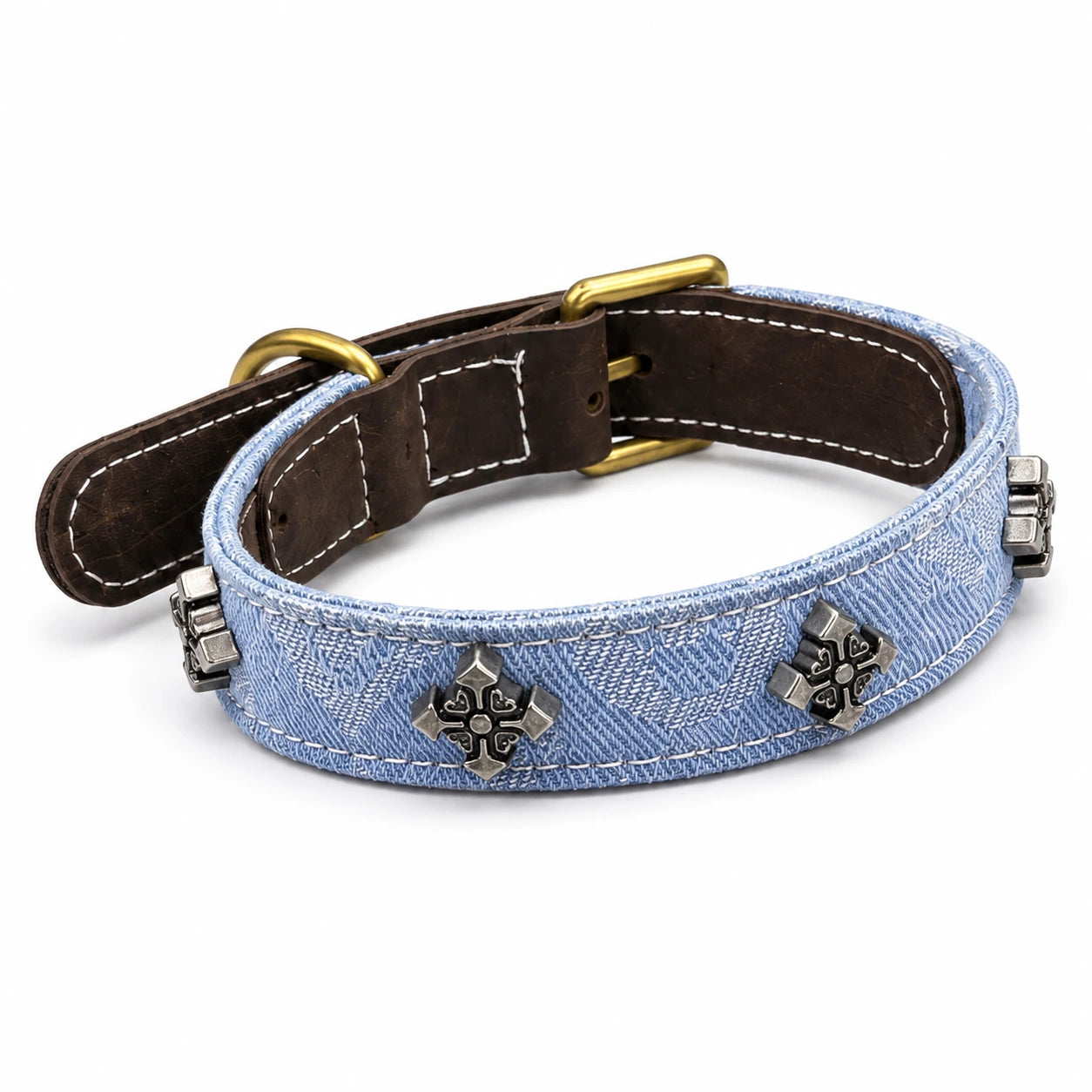 CREST denim dog collar